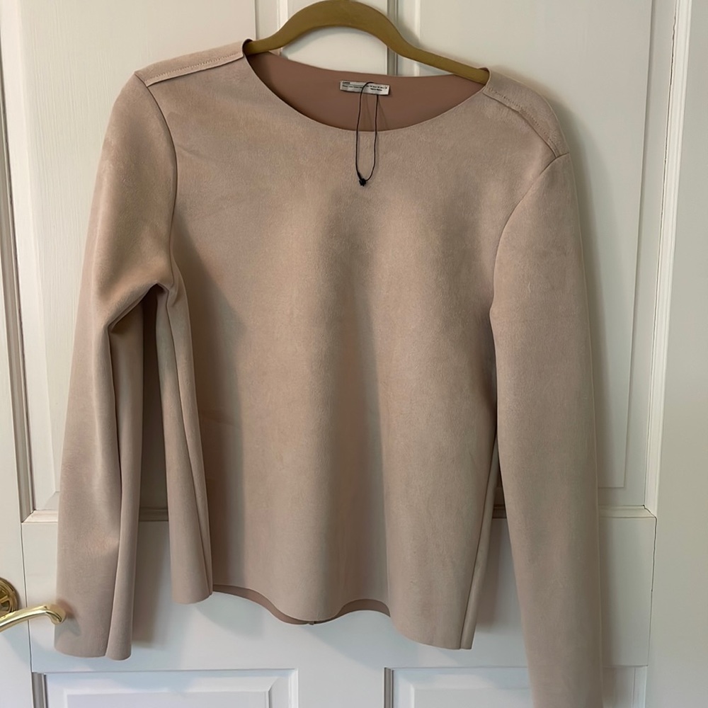 Zara woman suade long sleeve shirt